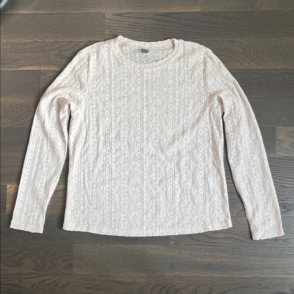 NWOT Cream Textured Long Sleeve Top